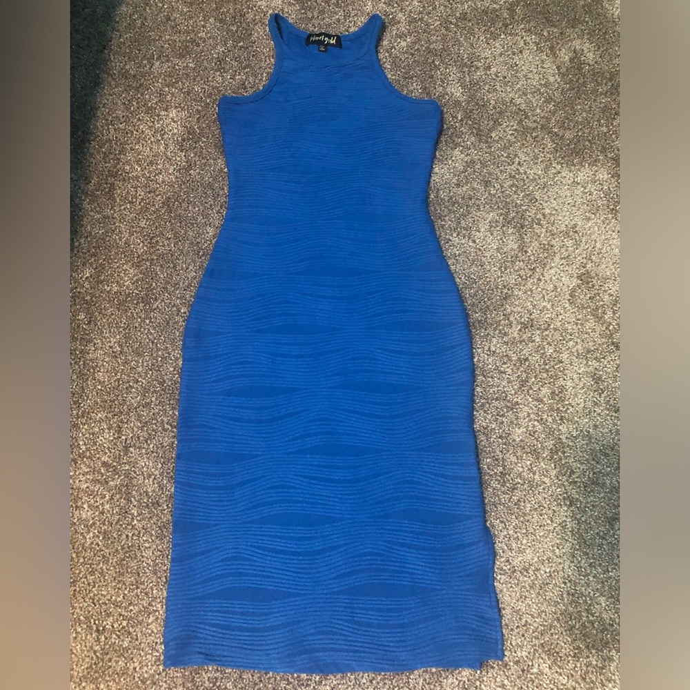 Planet Gold Cobalt Blue Textured Racerback Maxi Dress